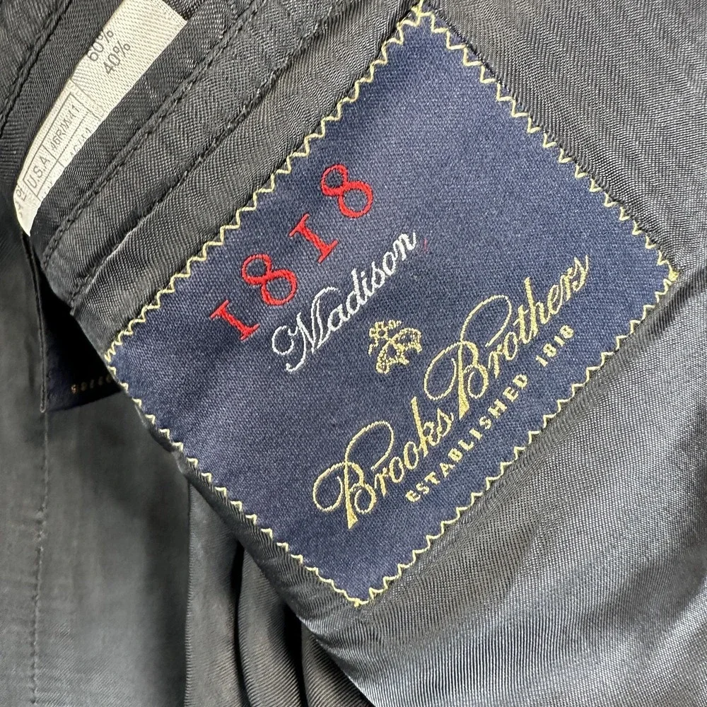 Brooks Brothers 1818 Madison Suit Blazer Pants Mens 46 42x26 Wool 2 Piece Italy